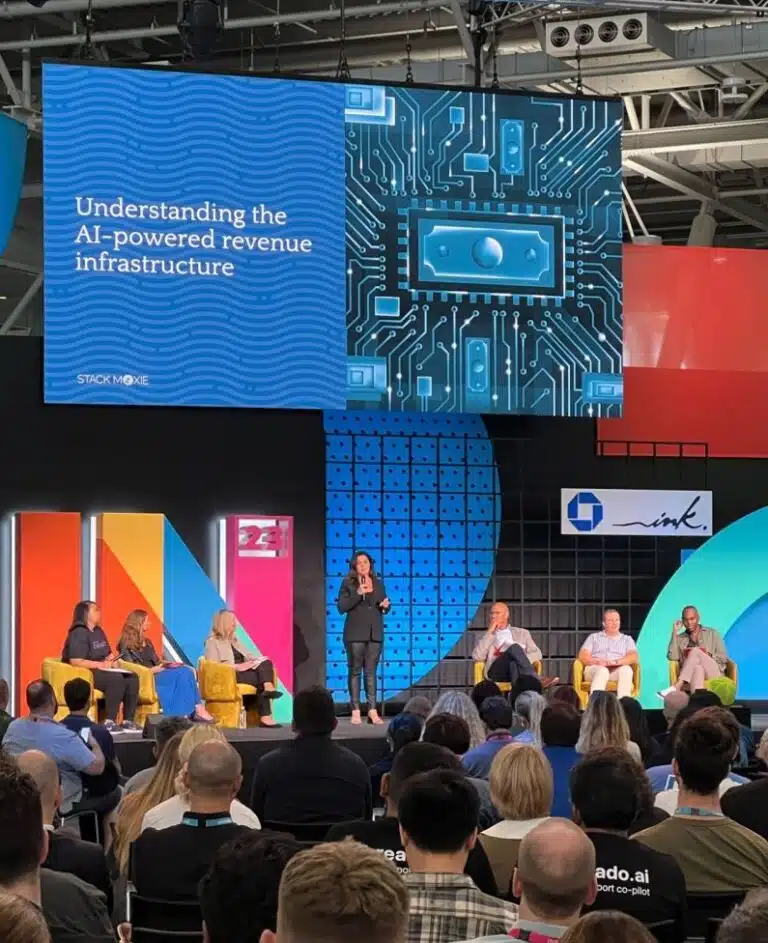 M.H. Lines speaking at HubSpot Inbound 2023 as part of the Startup Pitch Challenge