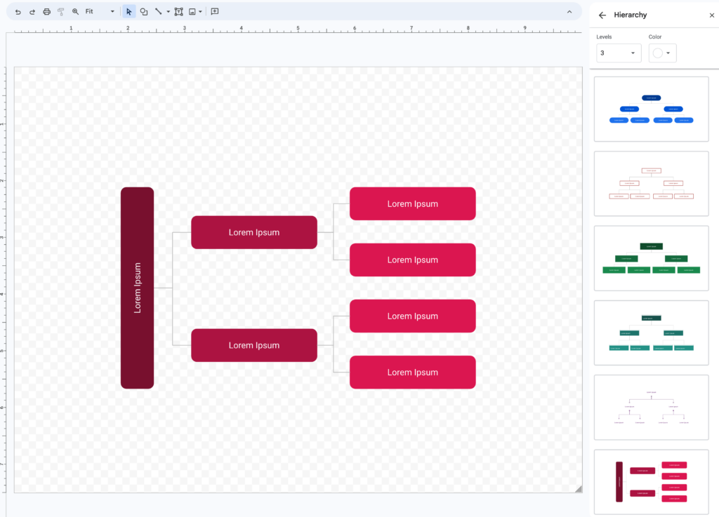 Google Drawing UI with Diagram templates